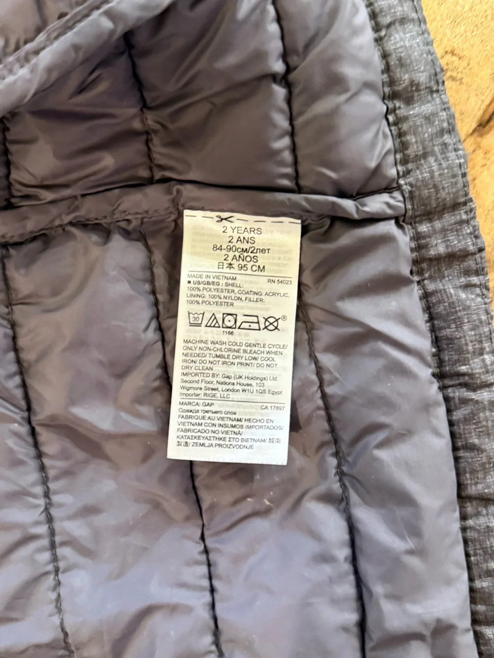 GAP Kids 2T Primaloft Hooded Puffer Jacket Gray Lightweight Winter Coat Toddler